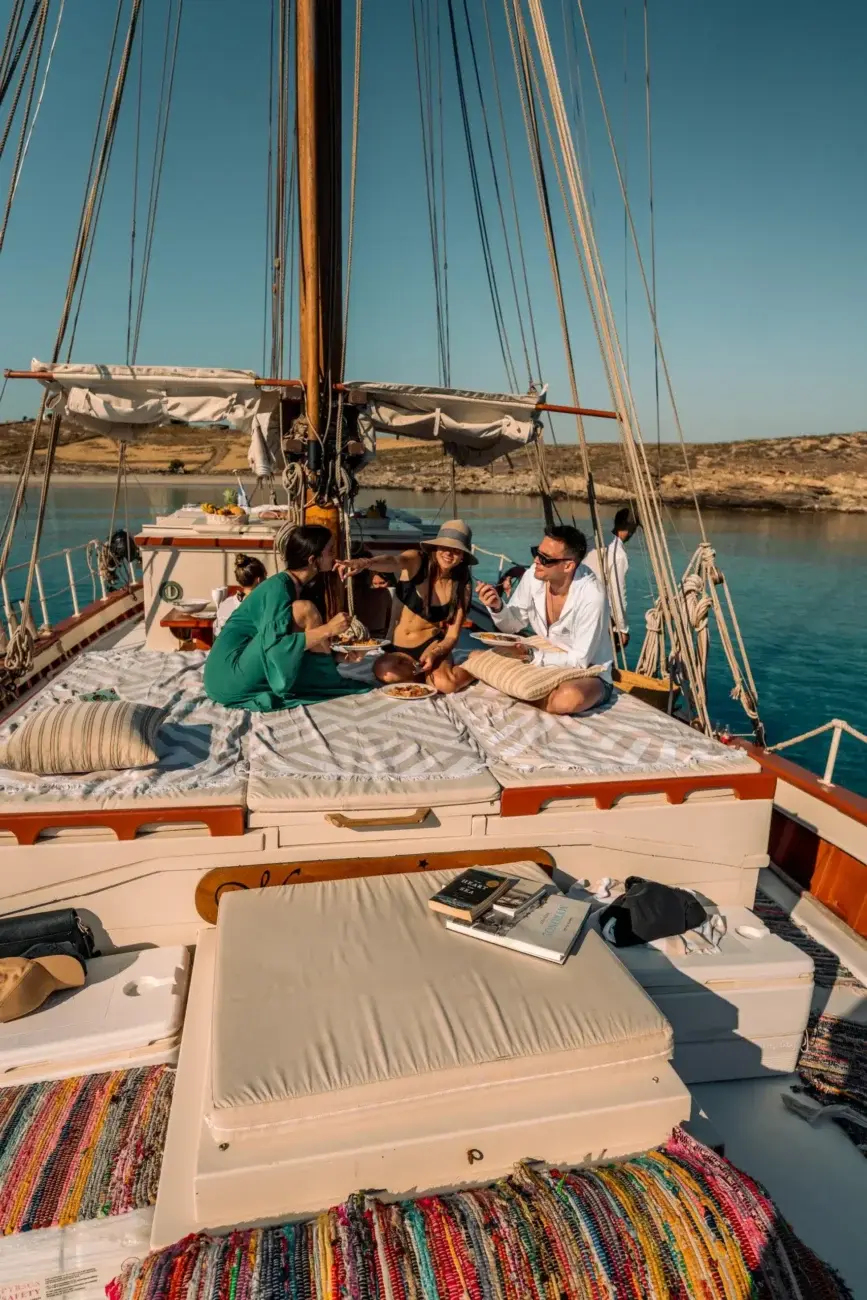 Paxos semi-private cruise from Corfu — wooden sailing yacht on the Ionian Sea